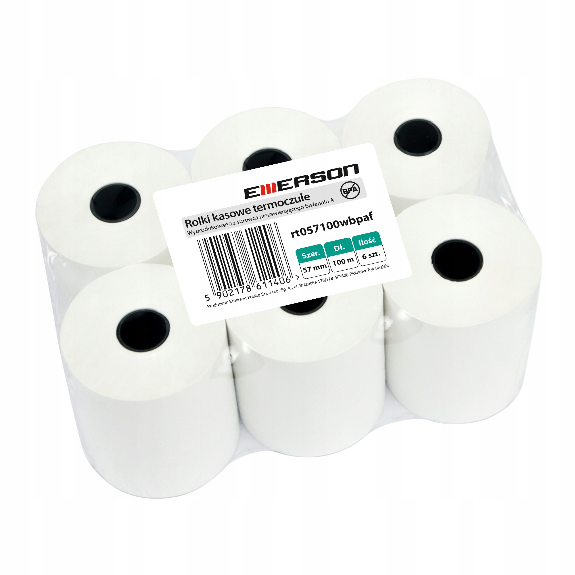 

Rolka Termiczna Emerson 57x100m 6 szt Bpa free