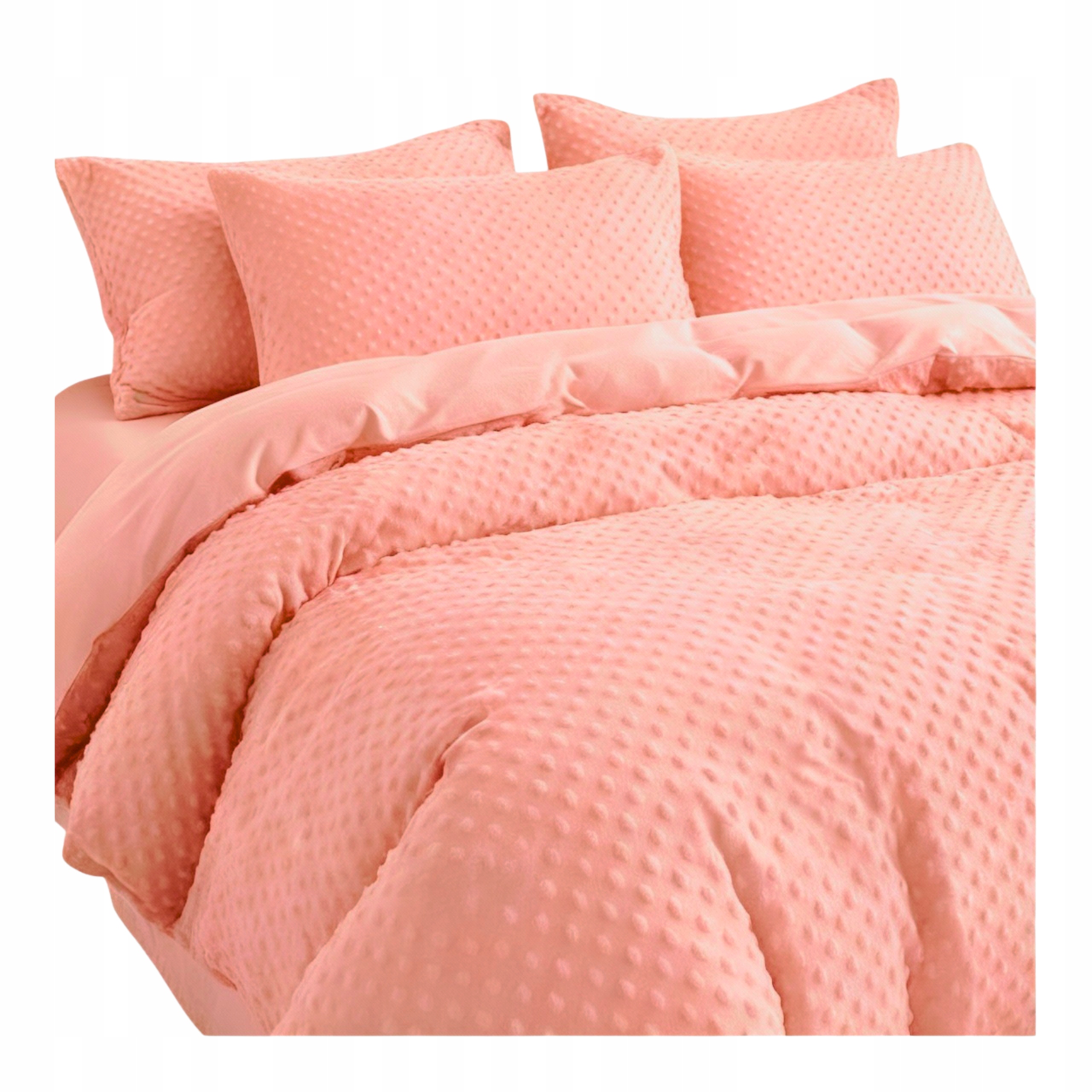 Povlečení Fleecové 200x220 Medvídek Sada Povlečení Zimní plyšová Puntíky Růžová