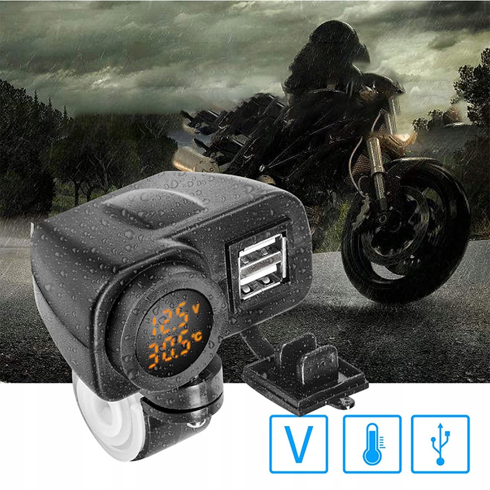 ŁADOWARKA MOTOCYKLOWA 2x USB WOLTOMIERZ TERMOMETR Producent inny