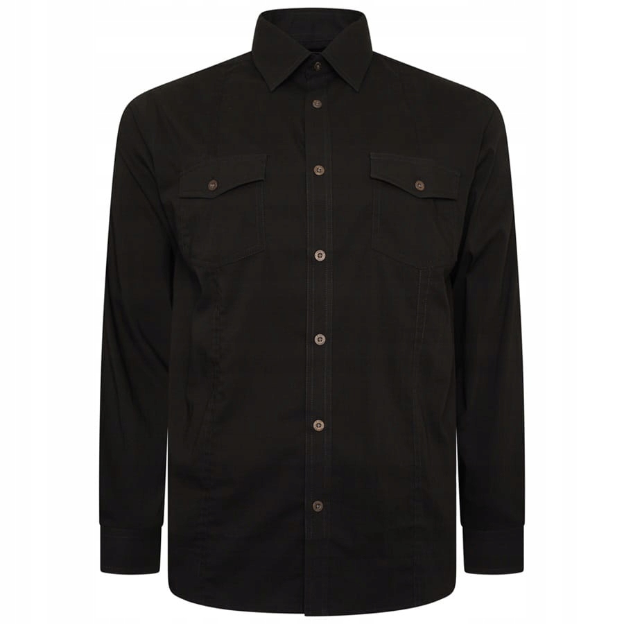 Velká pánská černá košile s kapsami 6305 Kam