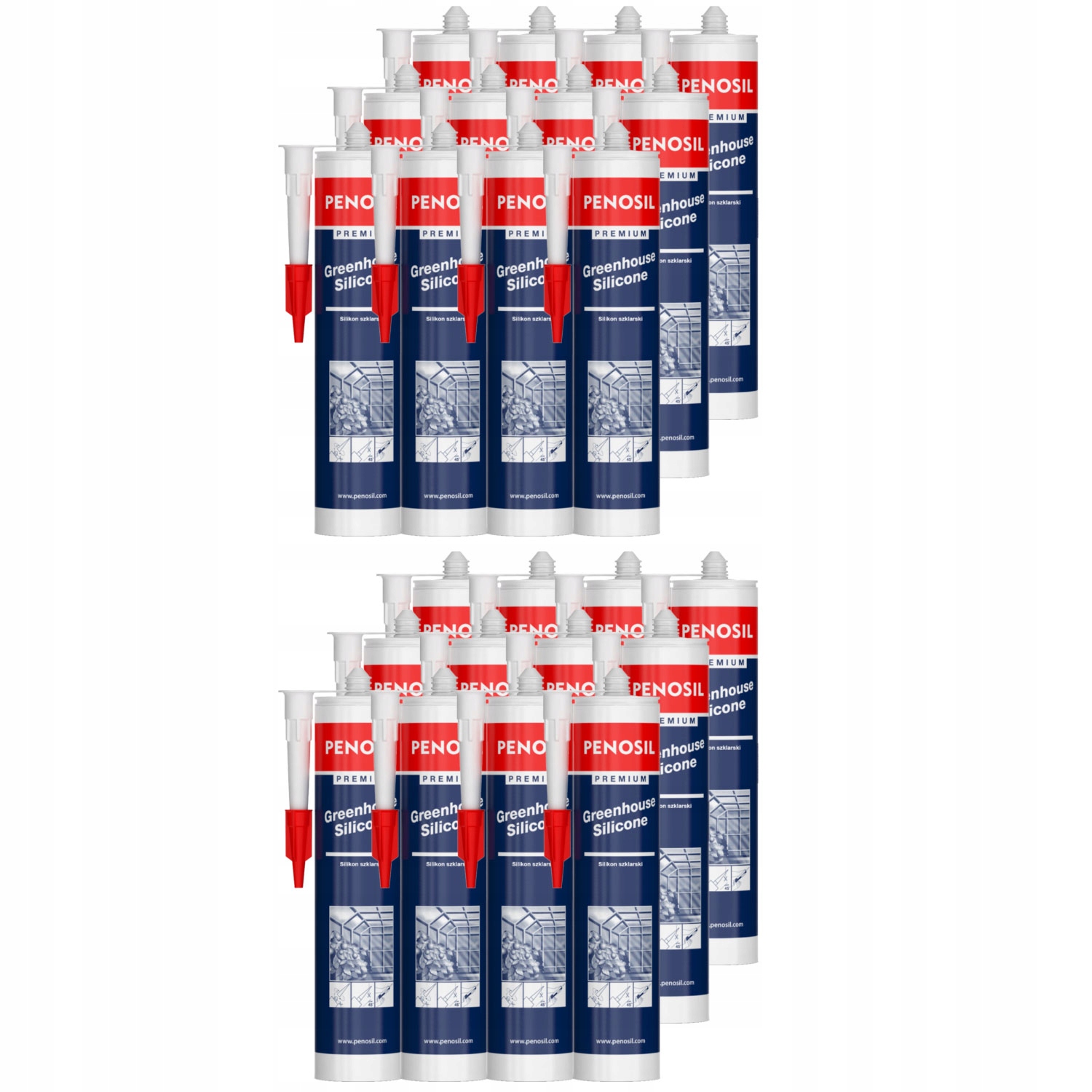 24 x Sklený silikón na sklo a sklo z polykarbonátu, pružný, bezfarebný