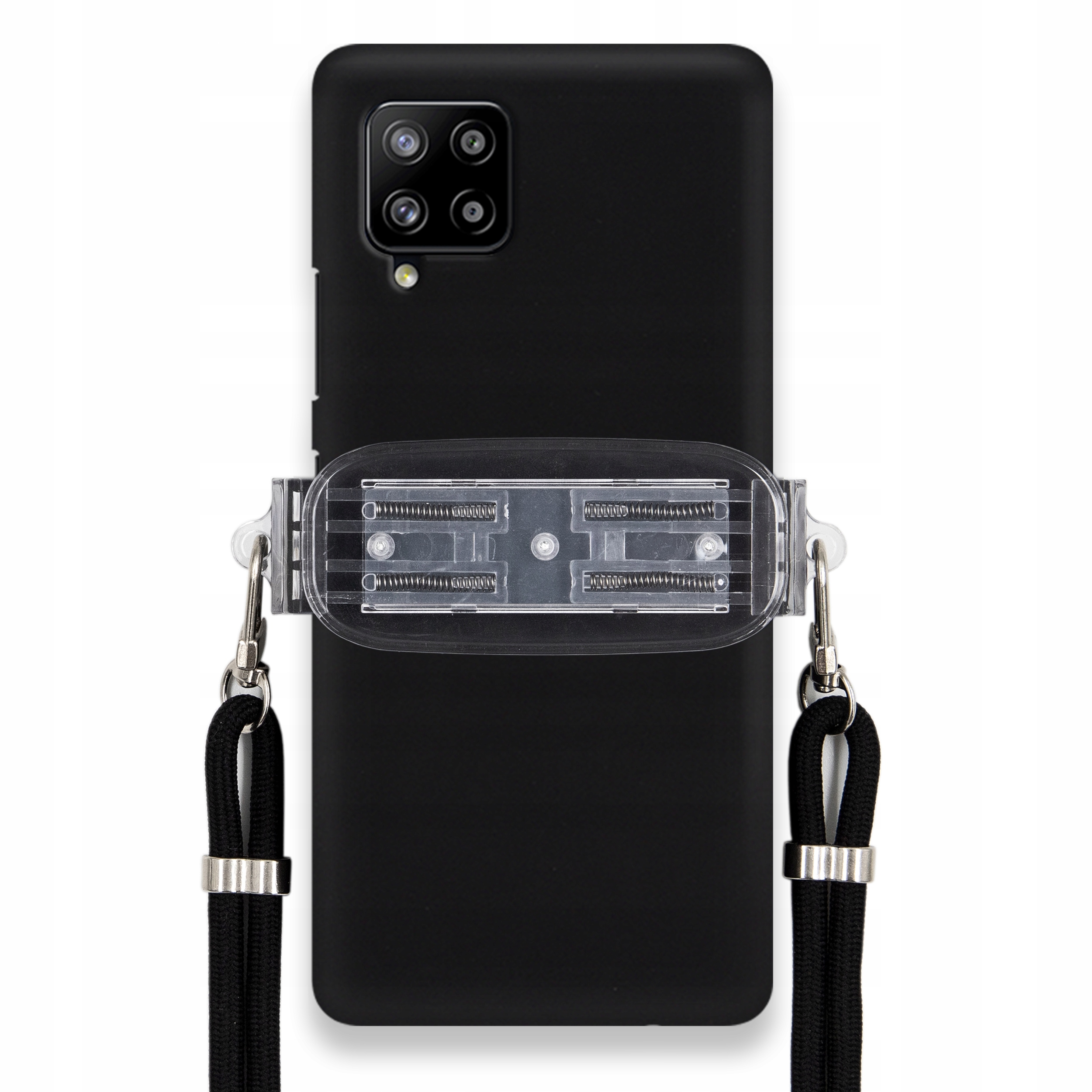Puzdro Pre Samsung A42 Smooth Case Ochrana Univerzálny Držiak Čierna Šnúrka