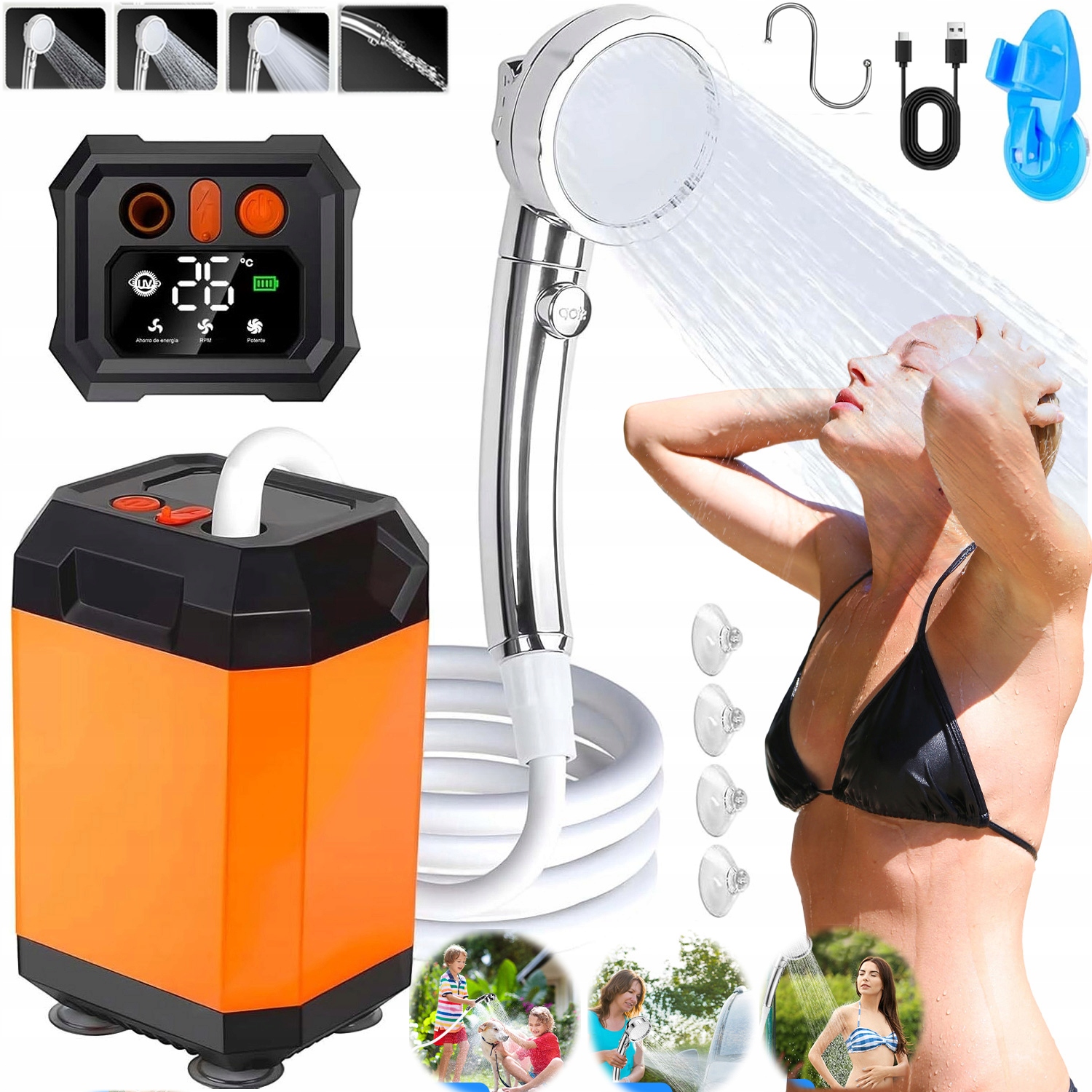 Turistická Kempingová Sprcha Pod Stan Přenosný Polní Sprchový Kout 3 Režimy