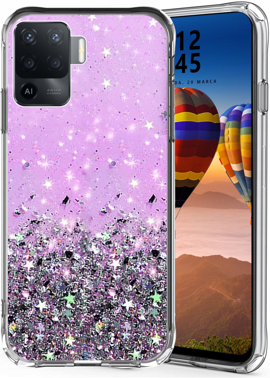 ETUI SHINE CASE BROKAT + SZKŁO DO OPPO RENO 5 LITE Kolor różowy