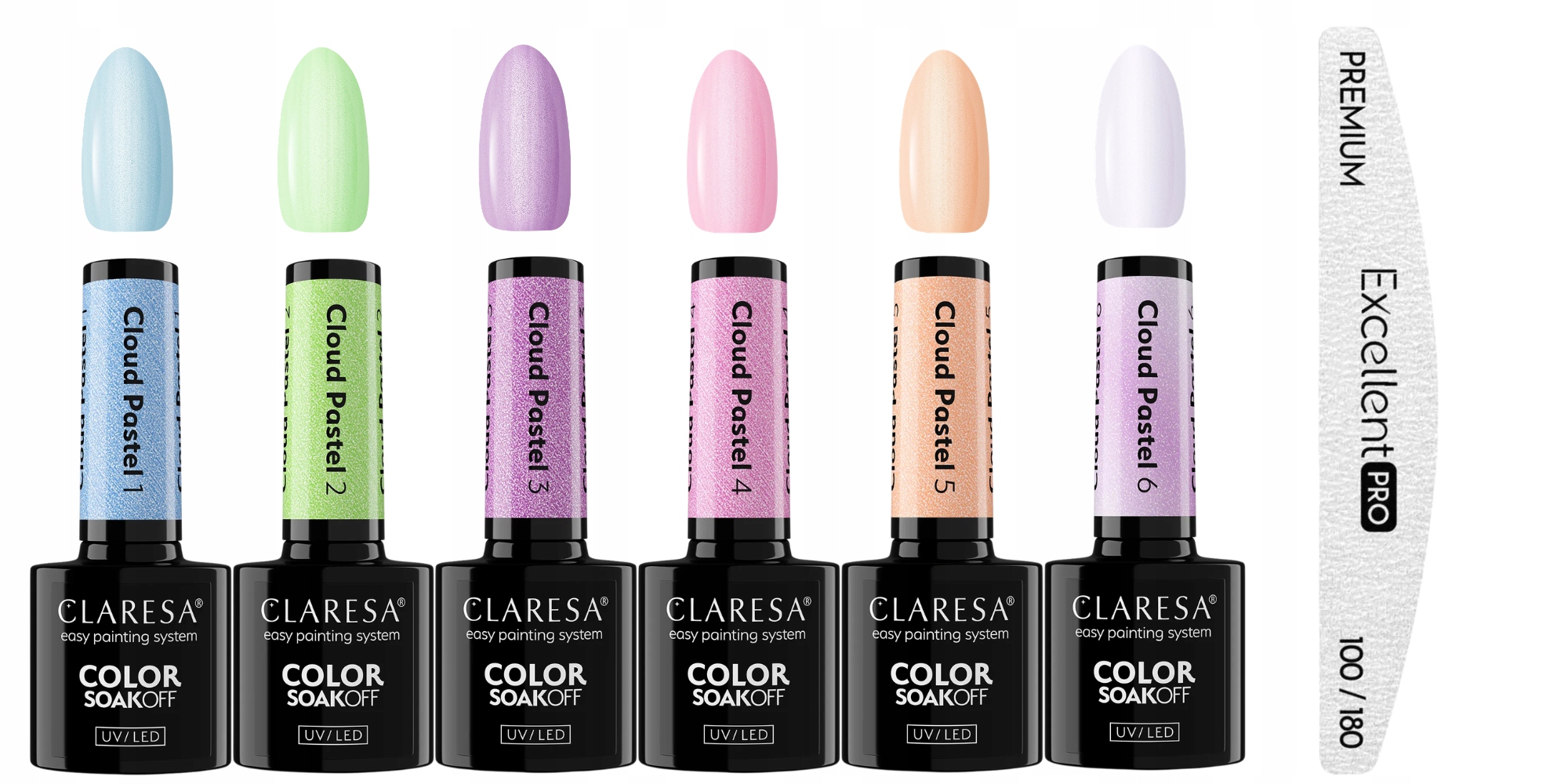 Claresa Lakier Hybrydowy do paznokci cała kolekcja Cloud Pastel 6SZT