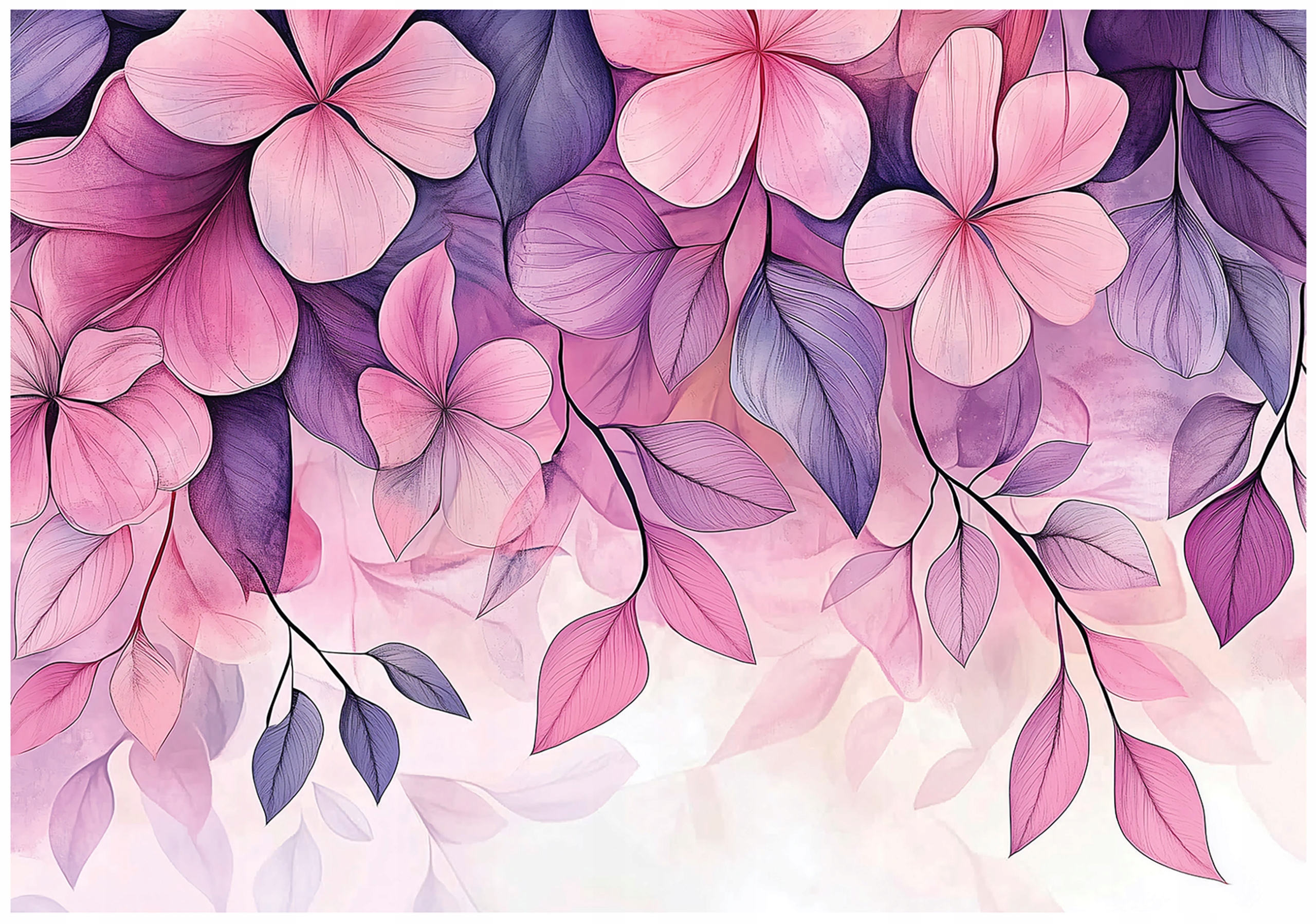 Fototapeta Růžové Květy Fialová Ložnice Obývací Pokoj Tapeta Flizelina 350x250