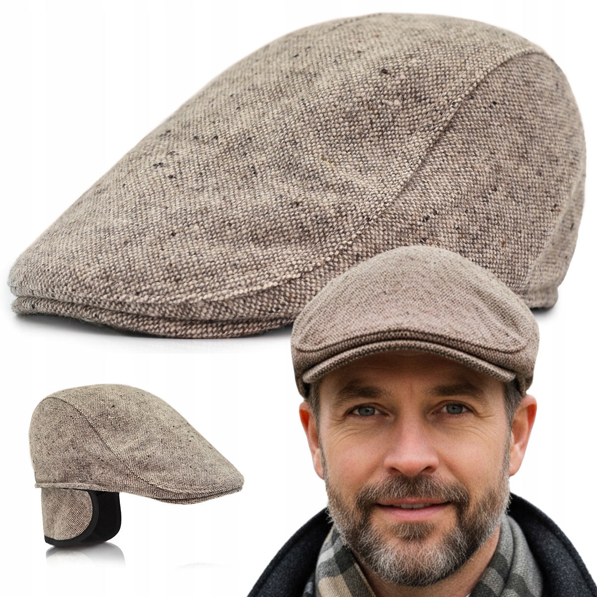 Pánská zateplená čepice s náušníky Čepice Premium 100% Vlna Pako Jeans