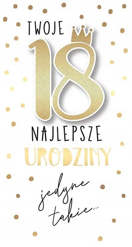 

Kartka na 18 urodziny zdobiona brokatem lux PM276
