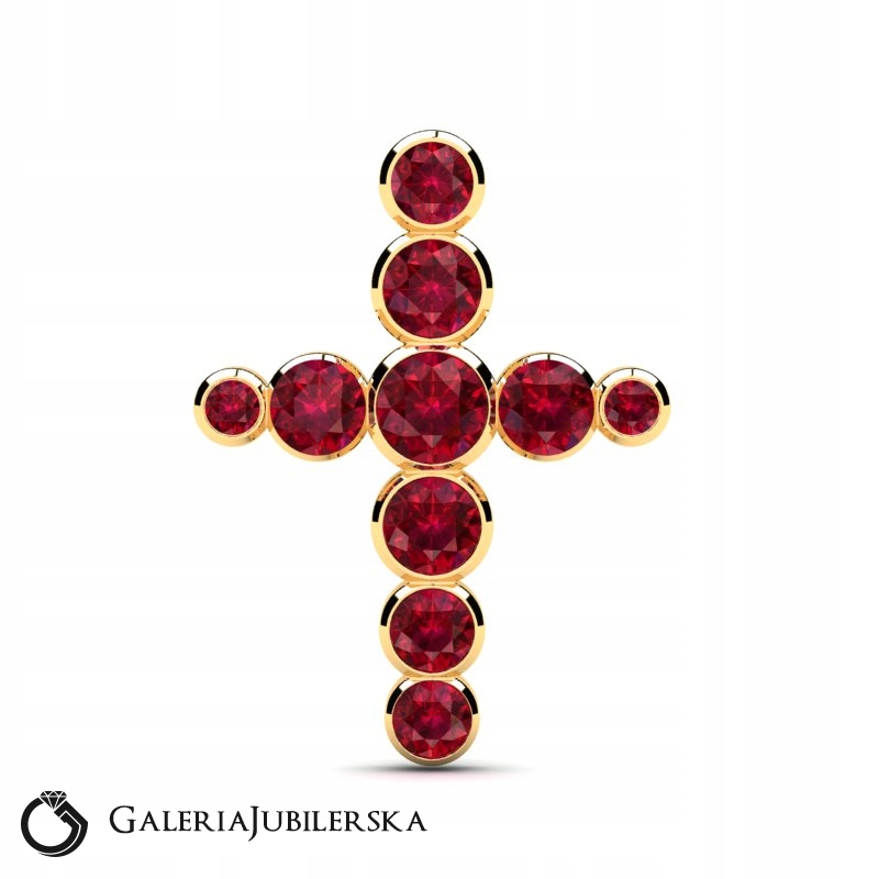 Kříž Zlatý Lesklý S Rubínovými Zirkony