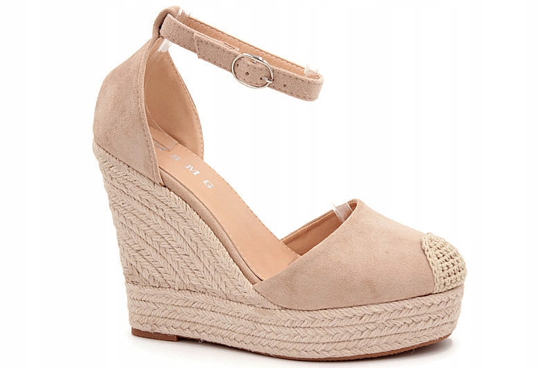

BL1919 Beżowe Sandały Na Koturnie Espadryle R.39