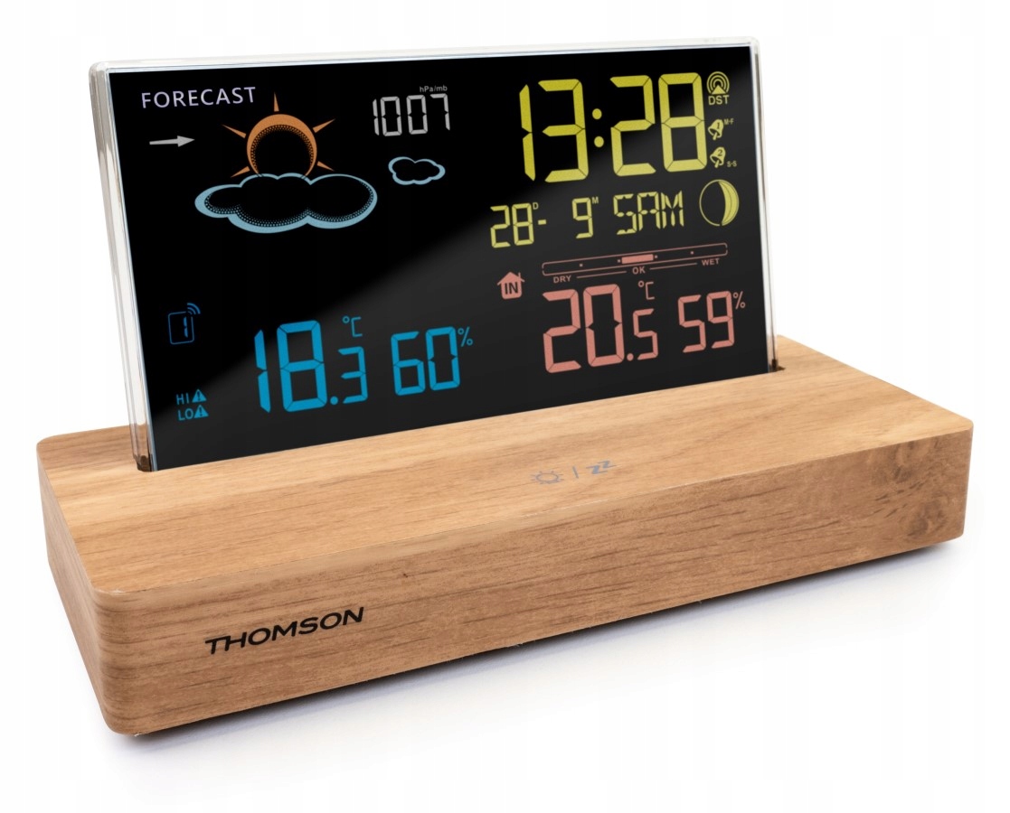 Stacja pogodowa z budzikiem Prognoza pogody i fazy księżyca Thomson CT610