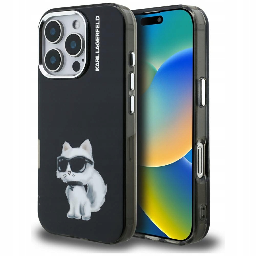 Pouzdro Karl Lagerfeld IML Aquarelle Choupette & Logo pro iPhone 16 Pro
