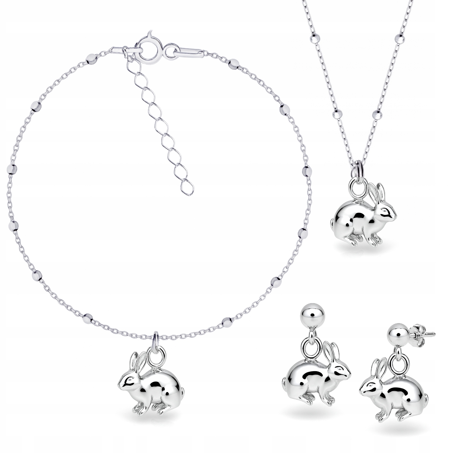 Králík Králíček Králíčci Stříbrný kuličkový komplet šperků stříbro 925