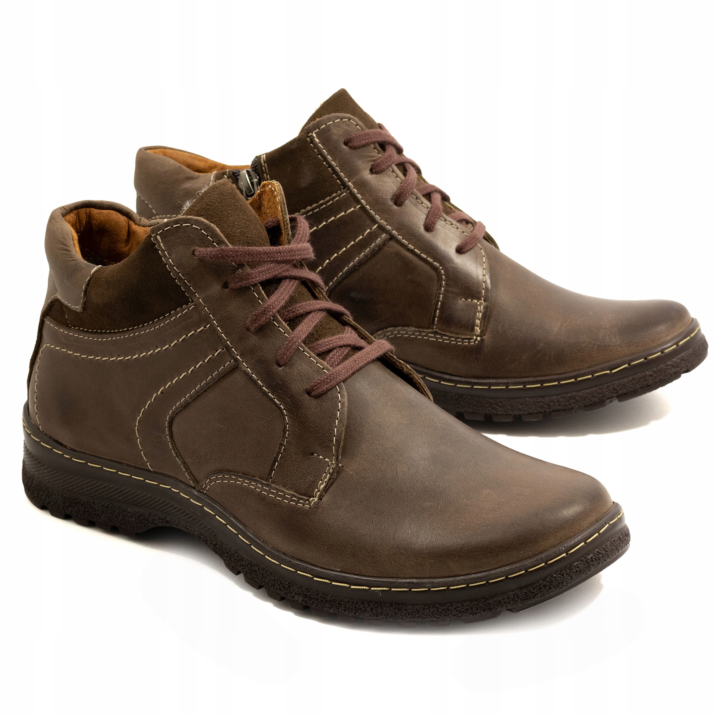 Pánské zateplené zimní boty Komodo kotníkové boty přírodní kůže 907 hnědé 41