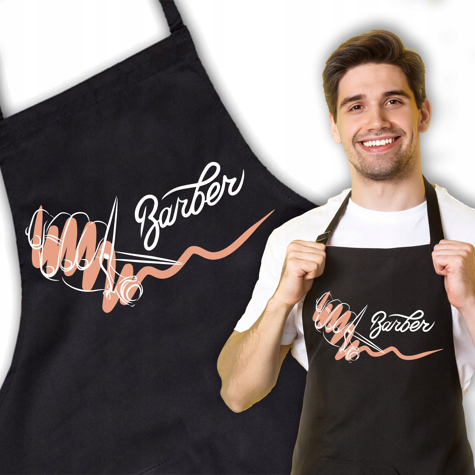 Černá zástěra jako Dárek pro kadeřníka Barber Wz