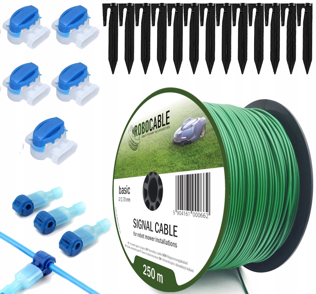 Kabel pro omezení robotické sekačky Sada 250 m Špendlíky Robocable