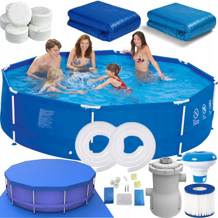 

19w1 Basen Ogrodowy Stelażowy 305x76 Pompa Pokrywa