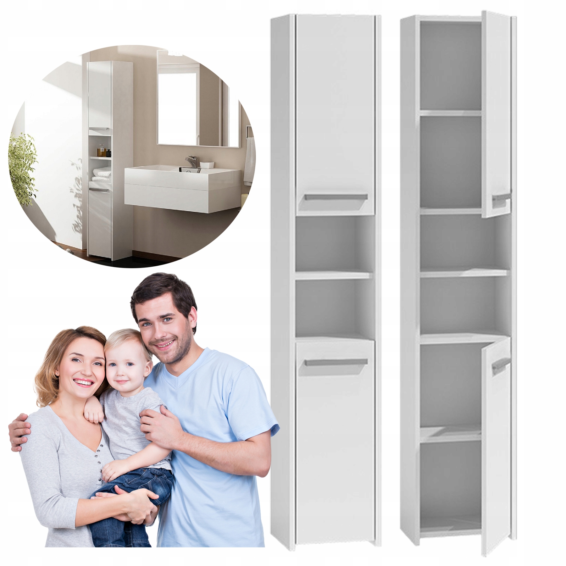 SZAFKA ŁAZIENKOWA BIAŁA REGAŁ SŁUPEK DO ŁAZIENKI BIAŁY S30 30CM BIEL