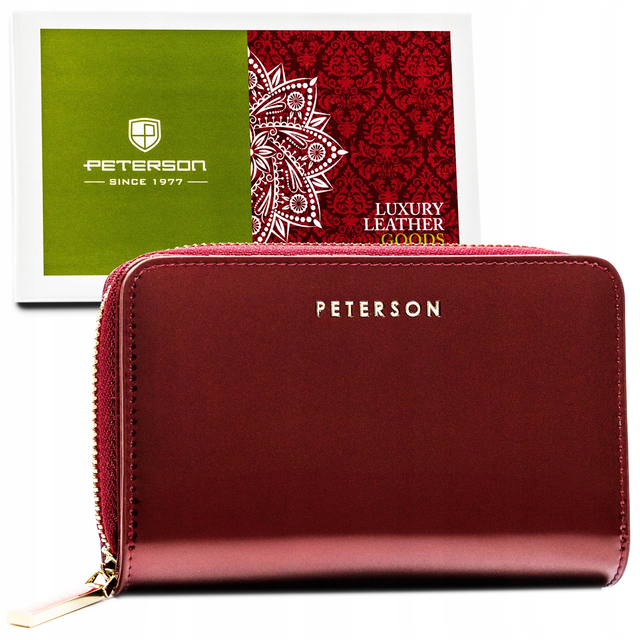 Dámská kožená peněženka Peterson lakovaná horizontální na zip s Rfid