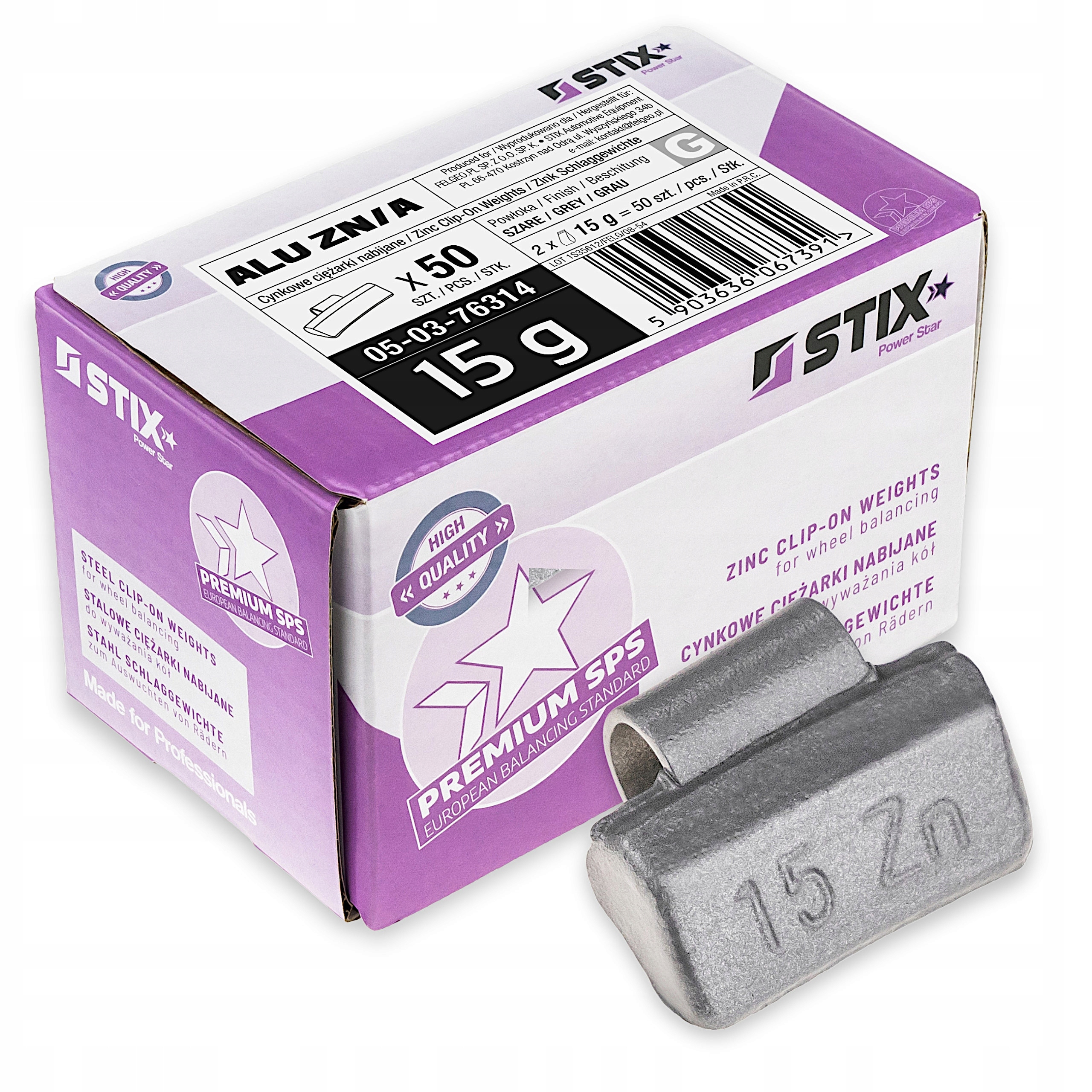 Ciężarki Cynkowe Nabijane Do Felg Aluminiowych Alu Zn/a 15g 50 sztuk Stix