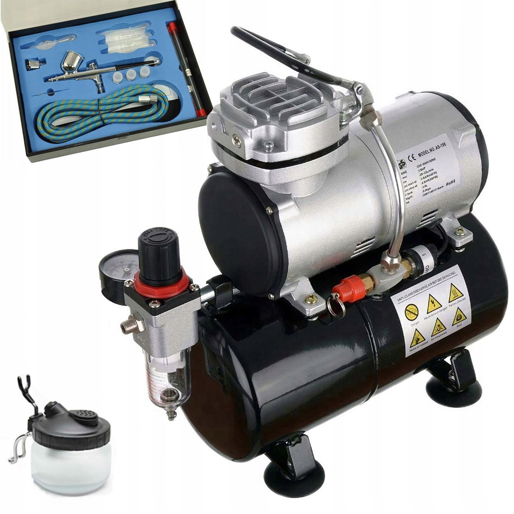 Modelářský kompresor pro aerograf s lahví 3L AS-186 aerograf příslušenství