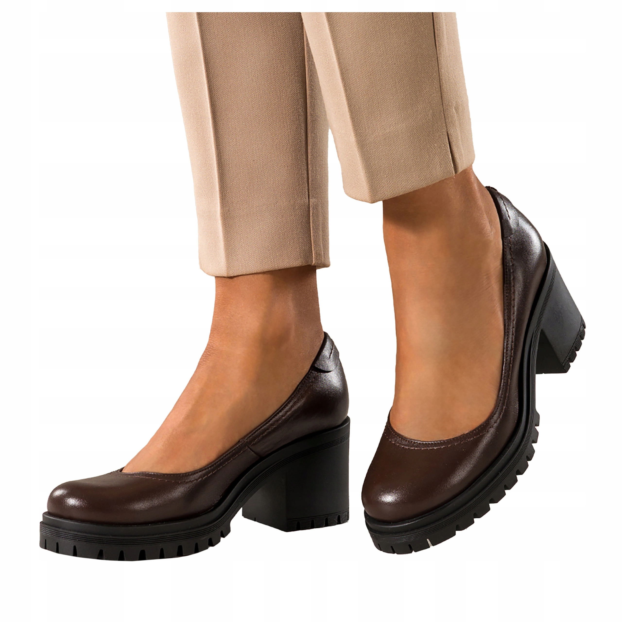 Čokoládové Polobotky Dámské Kožené Nazouvací Pohodlné Platforma Modne r 36