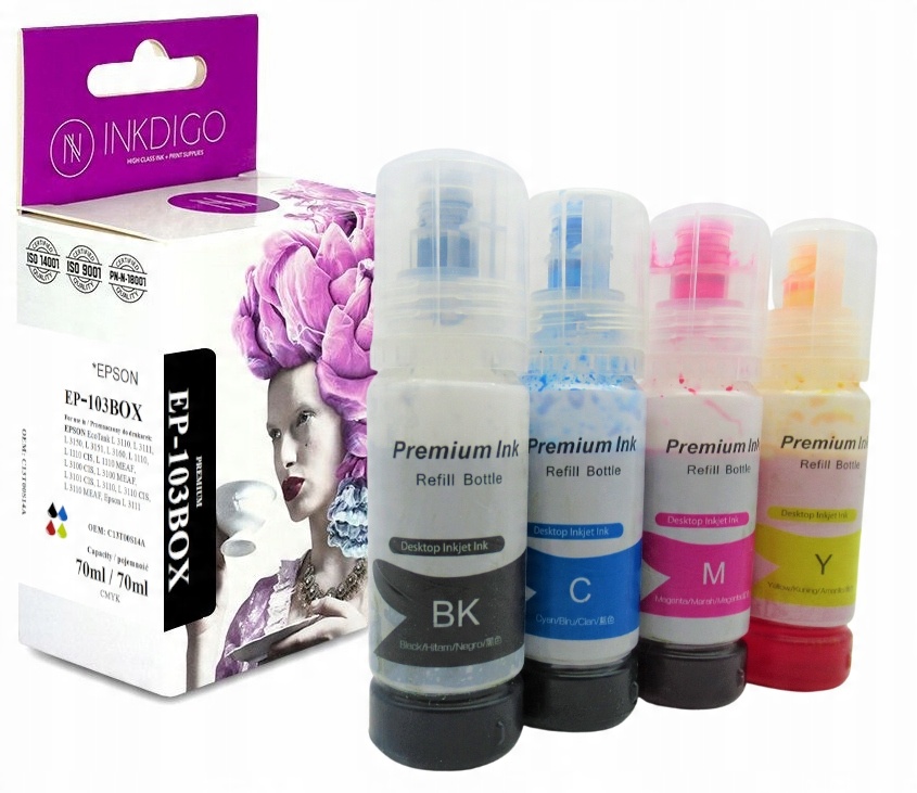 

4 Tusze Do Epson 103 XL EcoTank L3151 L3160 Zestaw