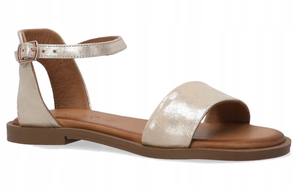 Venezia zlaté dámské ploché sandály z přírodní kůže 37