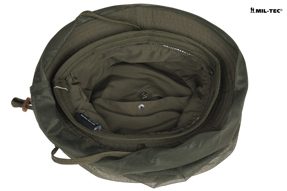 Termoaktywny KAPELUSZ JUNGLE z MOSKITIERĄ - Olive Materiał dominujący Poliester