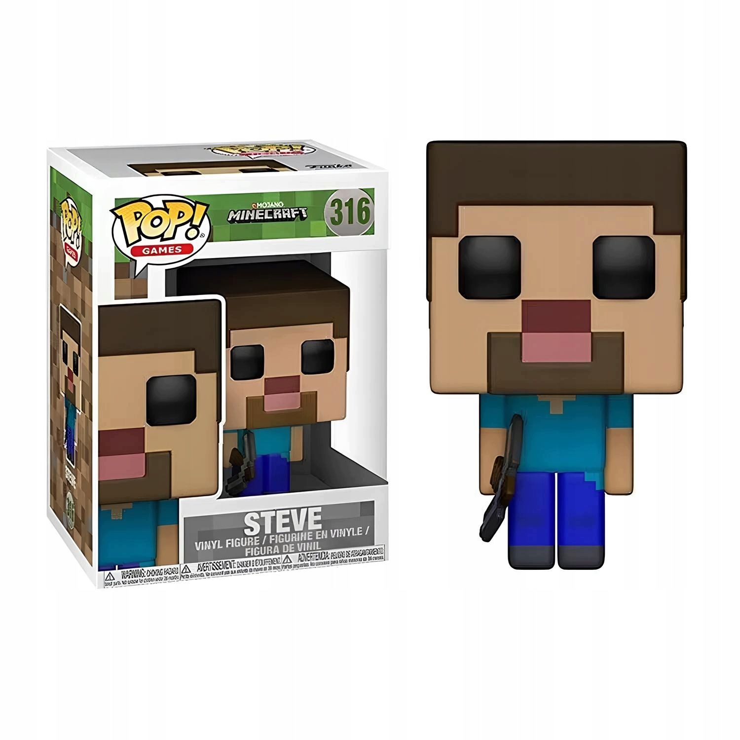 Figurka Minecraft Steve 10 cm, sběratelská krabička 15x12x10