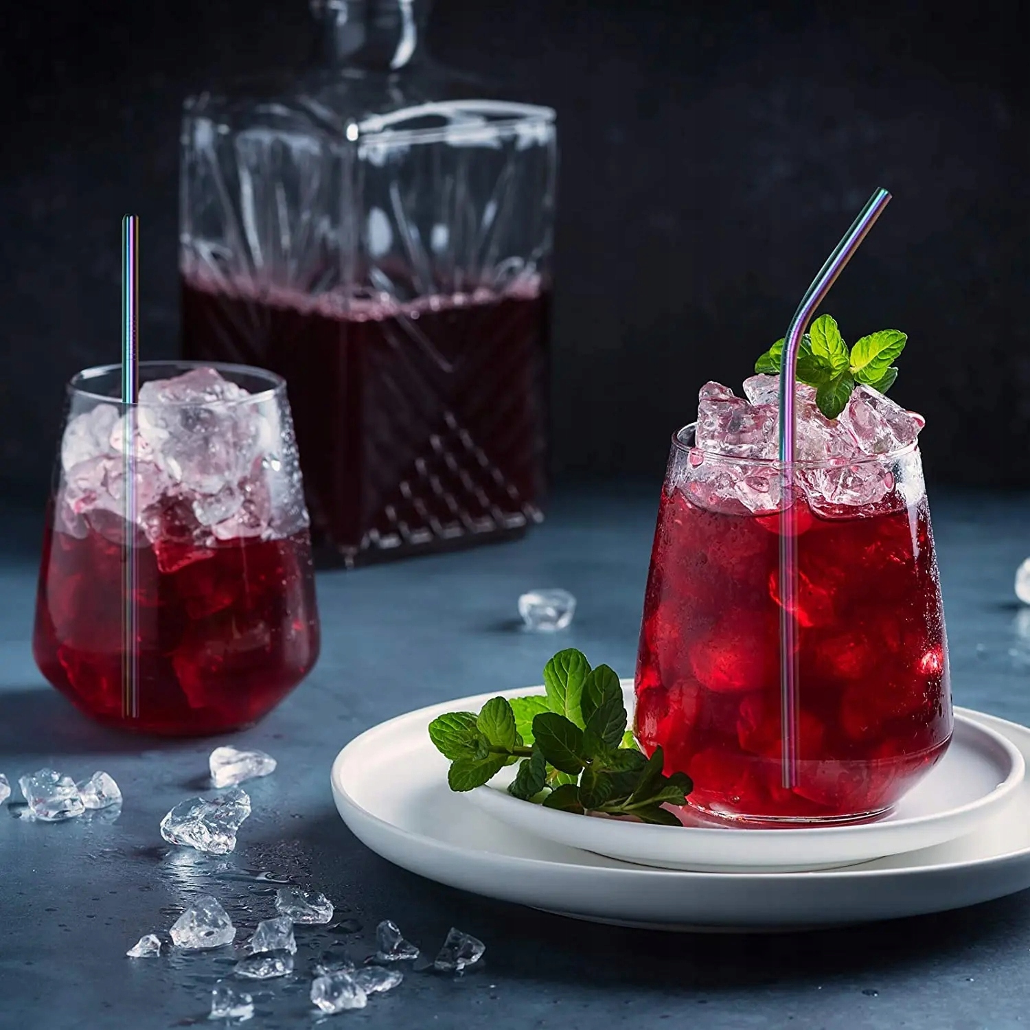 V4 SŁOMKI METALOWE RURKI PICIA WIELORAZOWE CZYŚCIK DUŻY ZESTAW 12el. + ETUI Kolor dominujący wielokolorowy