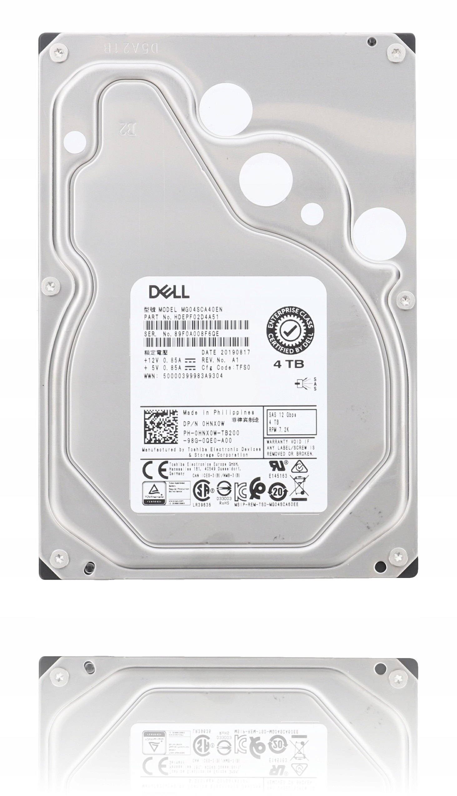 Disk Toshiba Hdd 4TB 3.5" Sas 12Gb/s 7200 Rpm MG04SCA40EN HNX0W