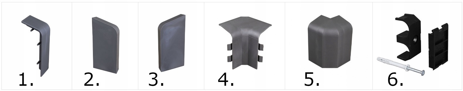 NAROŻNIK WEWNĘTRZNY LISTWY MASKUJĄCEJ ANTRACYT Wysokość 88 mm