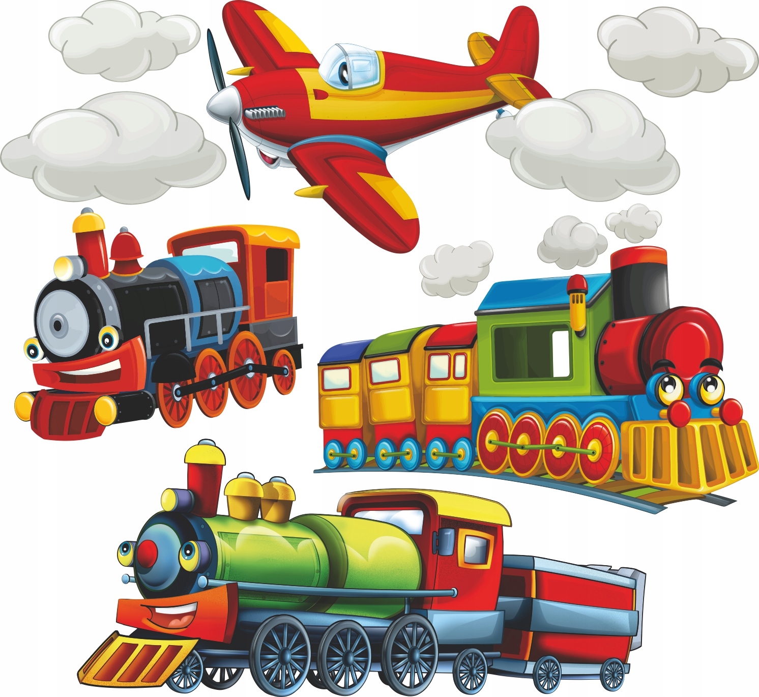 NAKLEJKI NA ŚCIANĘ POCIĄG SAMOLOT 100x200cm PS