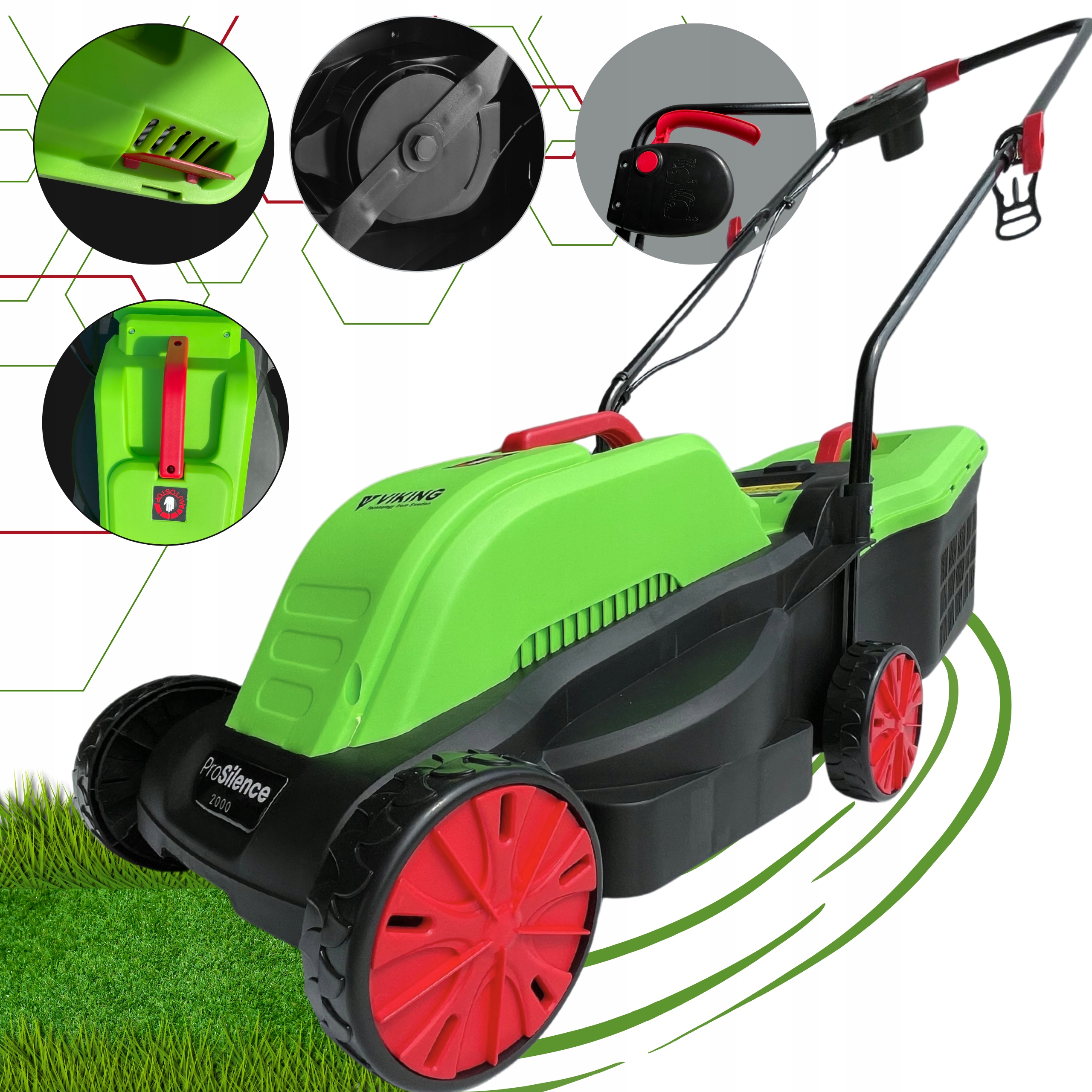 Výkonná Elektrická Kosačka Na Trávu S Indukčným Motorom 2000 W Viking
