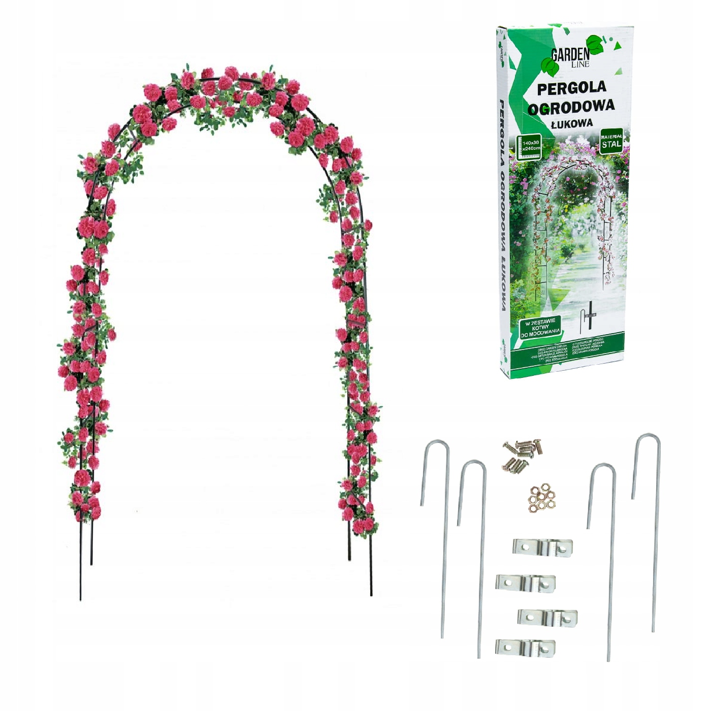 

Pergola Ogrodowa Łuk Na Róże Kwiaty 240cm +4 Kotwy