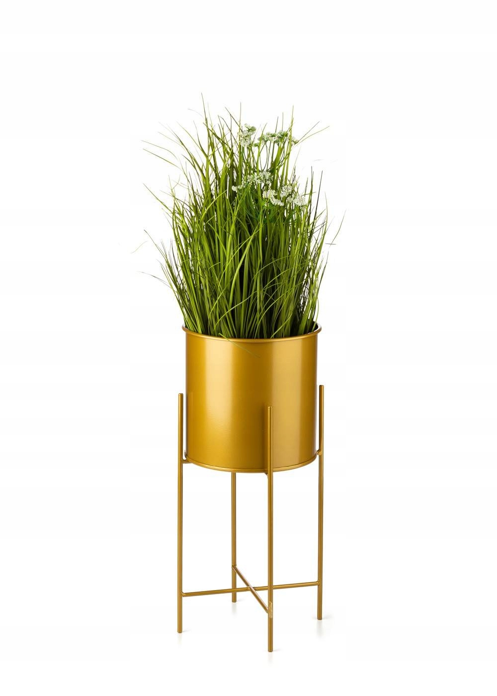 

Złoty Kwietnik Metalowy Z Doniczką Osłonką 55 cm