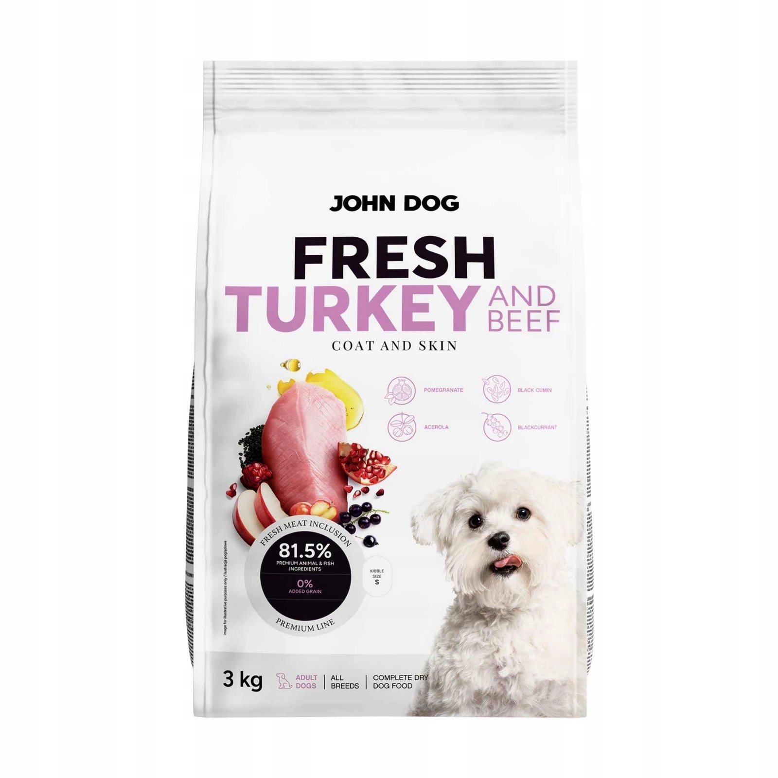 Levně John Dog Suché Krmivo Fresh Krůta s hovězím pro dospělé psy 3 kg