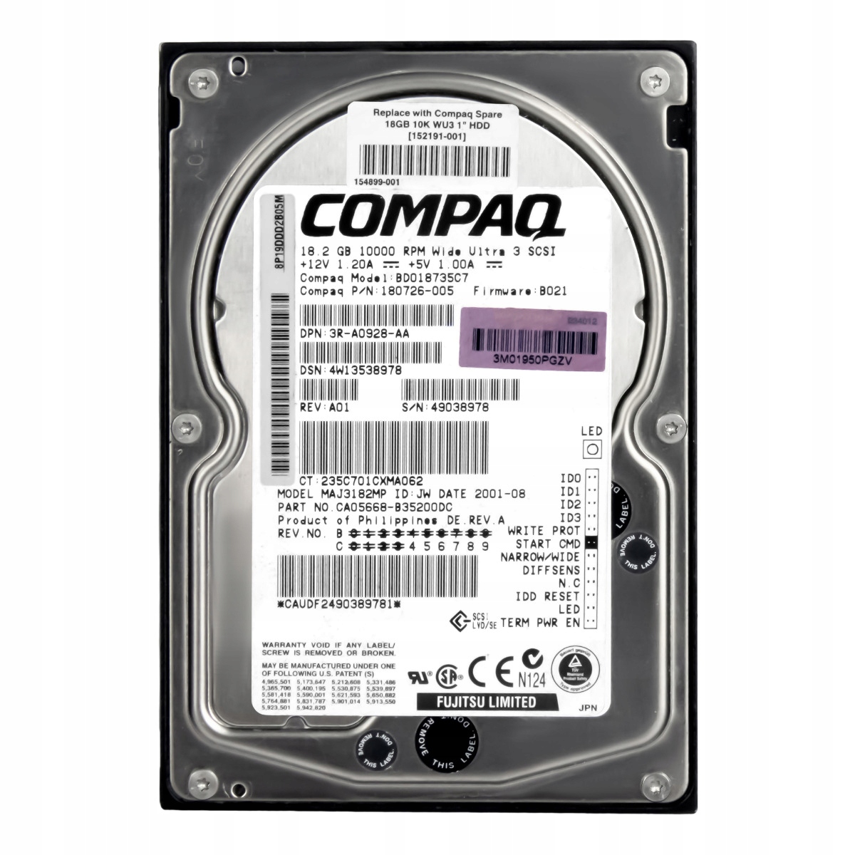 Compaq 180726-005 18,2 Gb 10K Scsi 68-PIN 3,5'' BD018735C7