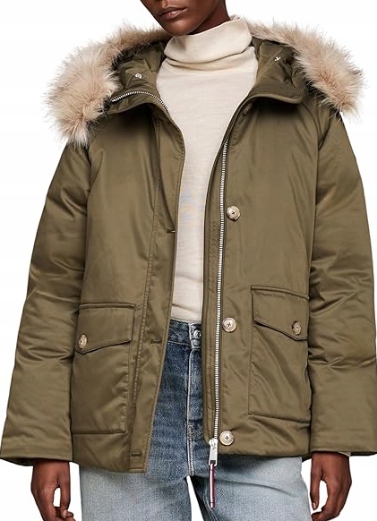 Tommy Hilfiger Kurtka damska Parka Zielona Khaki r. S 36