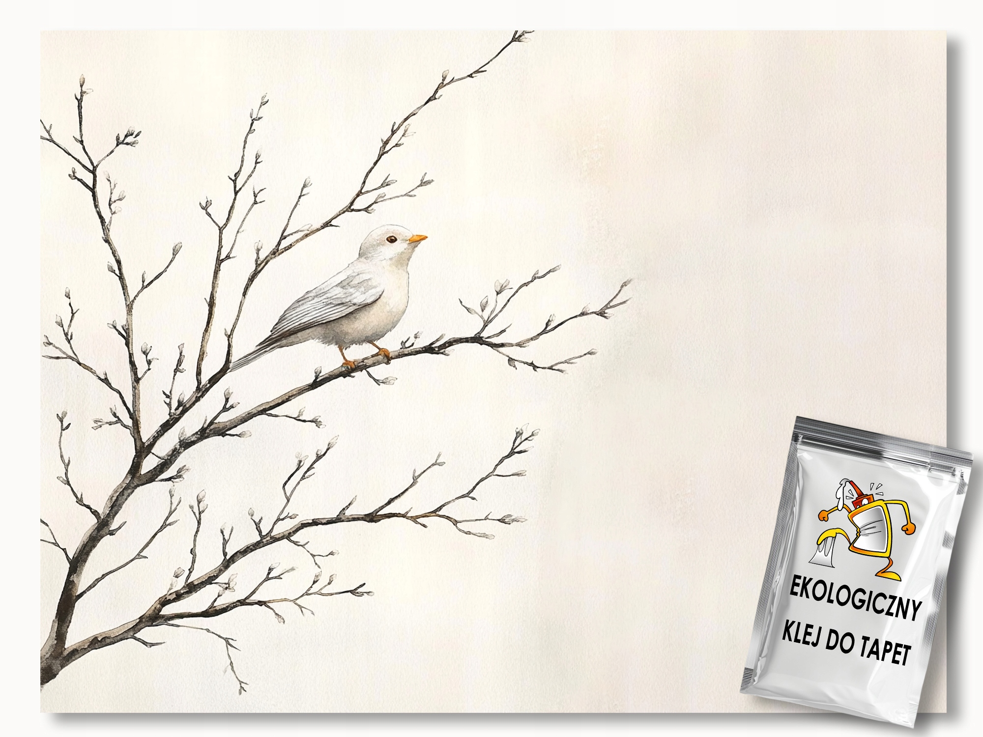 Fototapeta Flizelina Příroda Jaro Dřevo Větvička Pták Boho 200x140 lepidlo