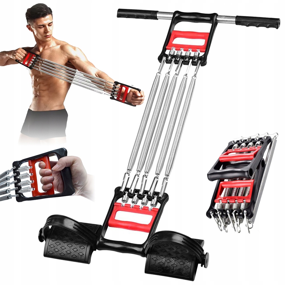 Przyrząd Fitness 3W1 Ekspander Z Rączkami Stalowe Sprężyny