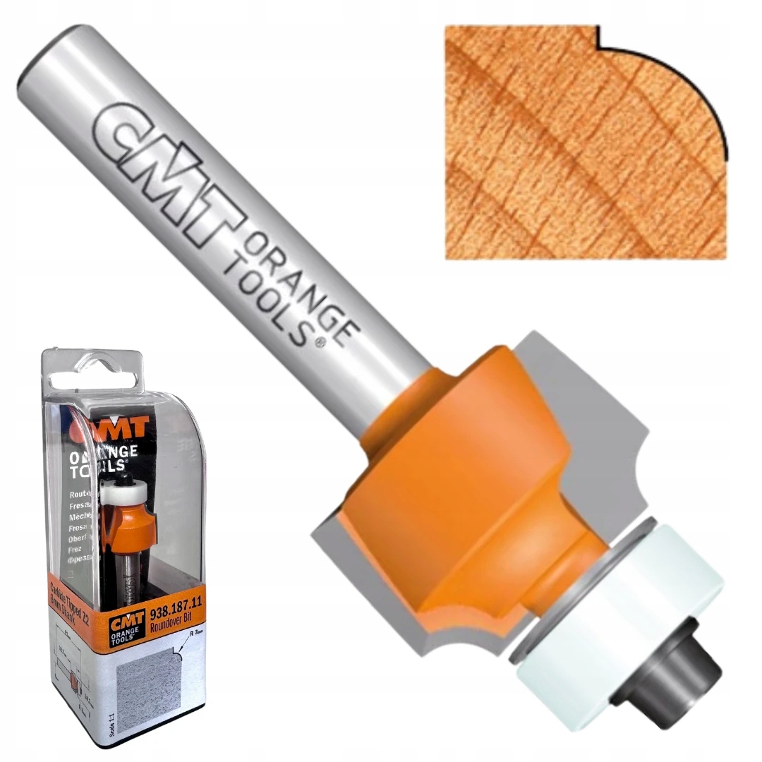 Zaoblovací fréza pro dřevo a laminát R3 D=18.7 mm S=8 mm Cmt