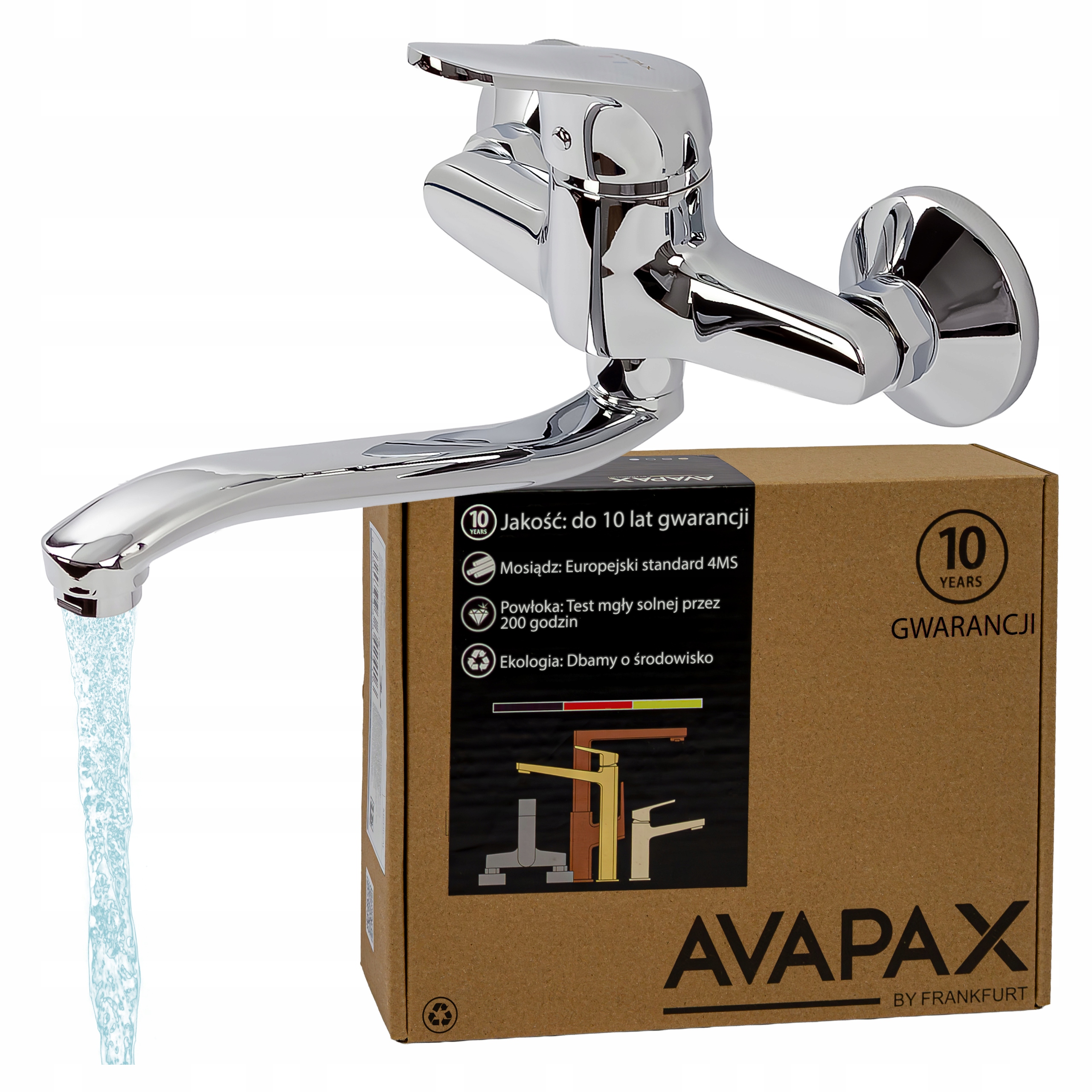 Nástěnná umyvadlová baterie baterie pro umyvadlo s pohyblivým výtokové ramínko, chrom Avapax