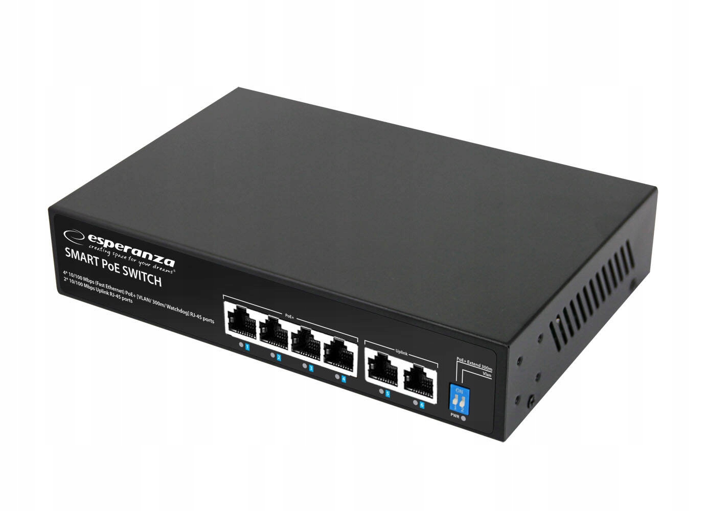 Switch PoE Esperanza ENS105 6-port 10/100Mb/s 60W Spinner