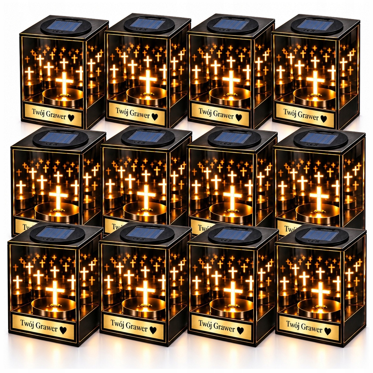 12 x Hřbitovní Svíčka Na Hrob, Hřbitov, Premium, Moderní Věnování Gravírování