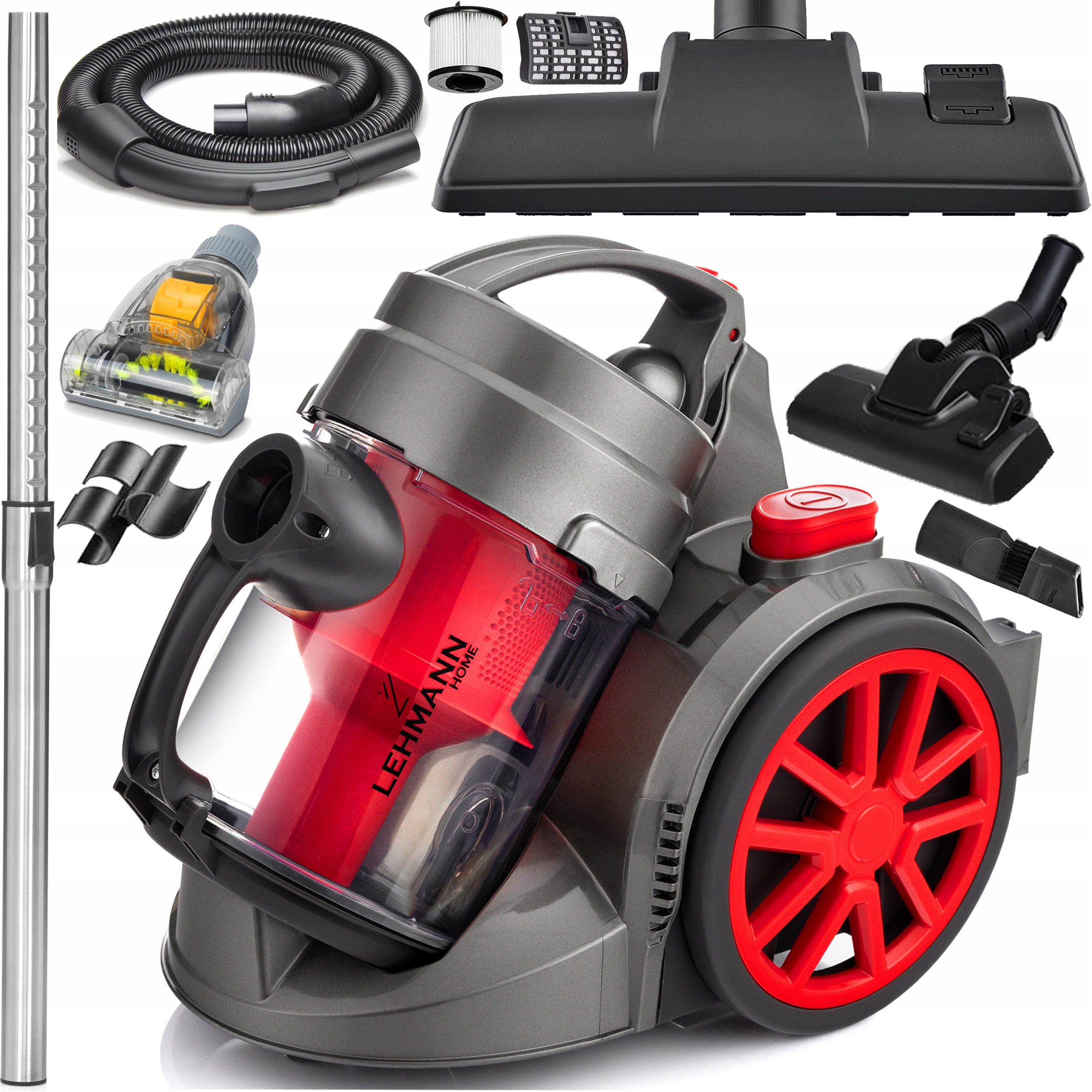 Odkurzacz Bezworkowy Cyklonowy Mocny Cichy Turboszczotka Hepa 15w1 Lehmann