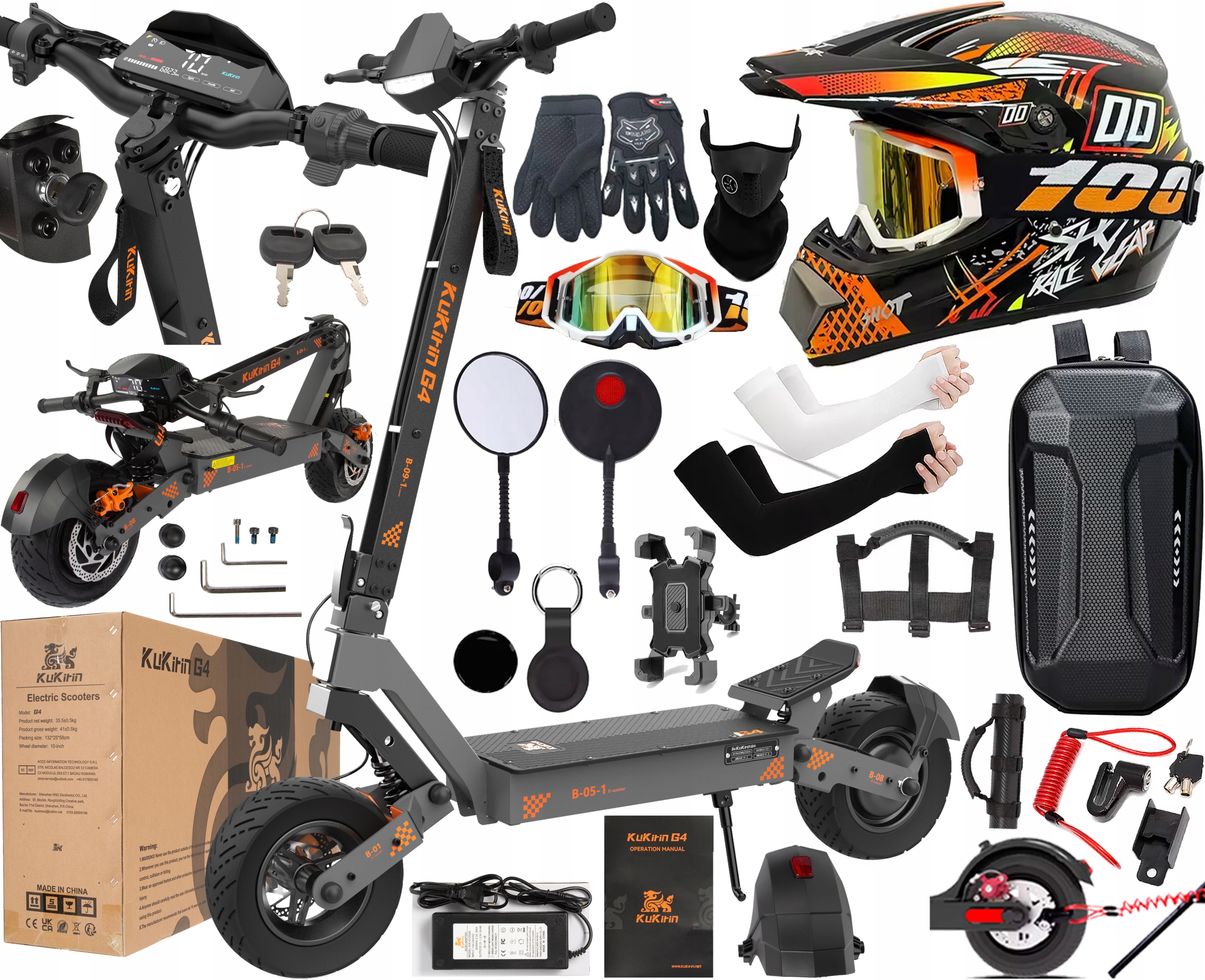 KuKirin G4 Elektrická vozidla 2400W 60V 20Ah 70KM/H 75KM +11 Dárek Pl