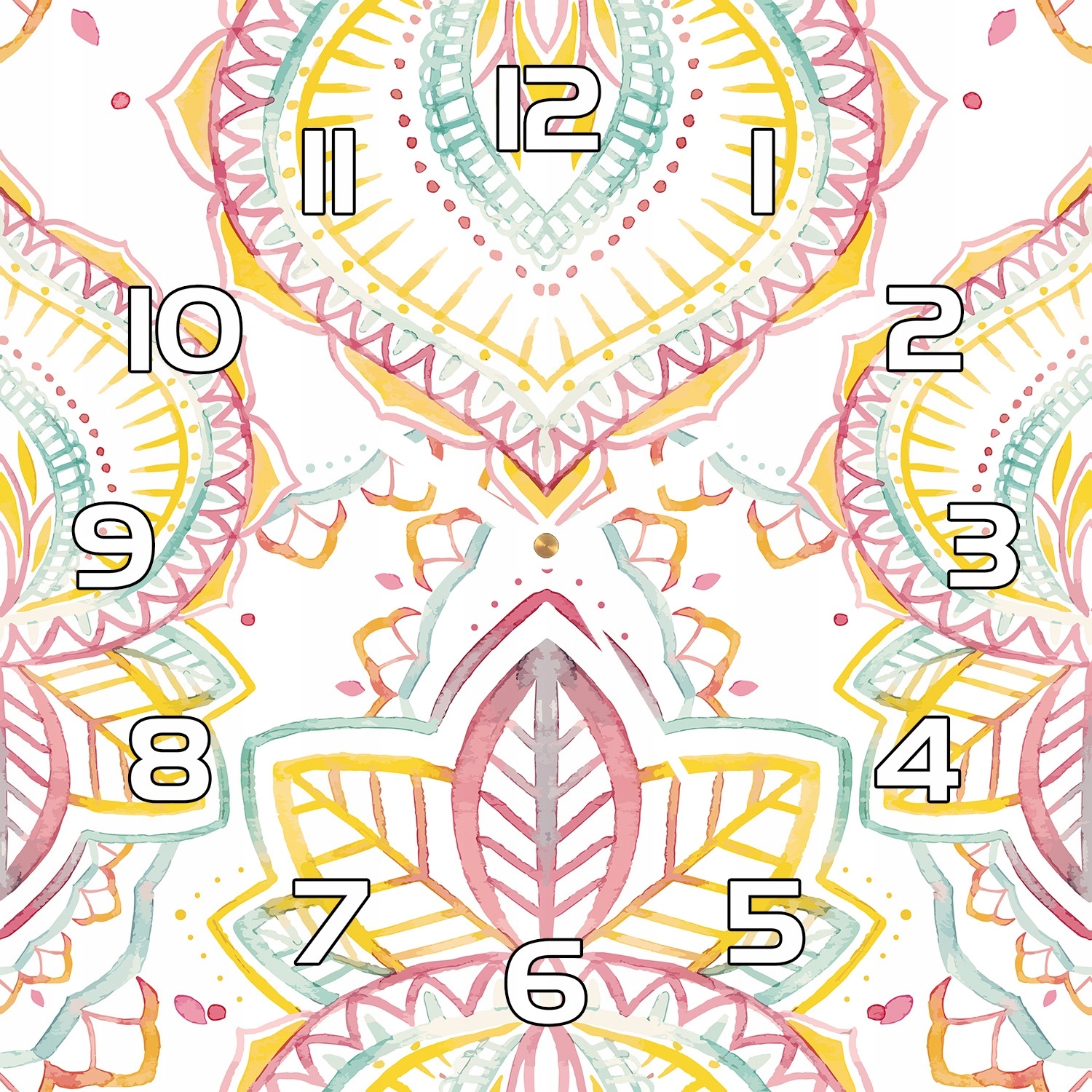 

Zegar szklany kwadratowy Indyjski wzór 30x30 cm