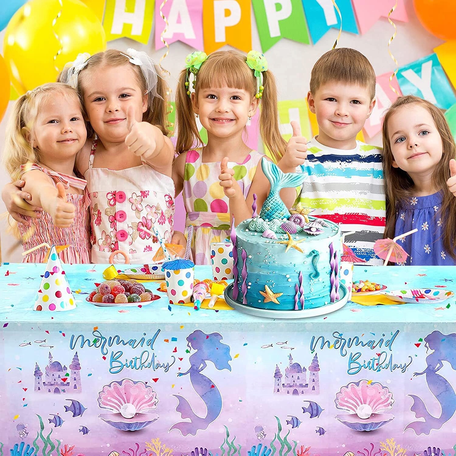 Syreny Księżniczka Motyw urodzinowy Ozdoby Obrus Rodzaj obrus